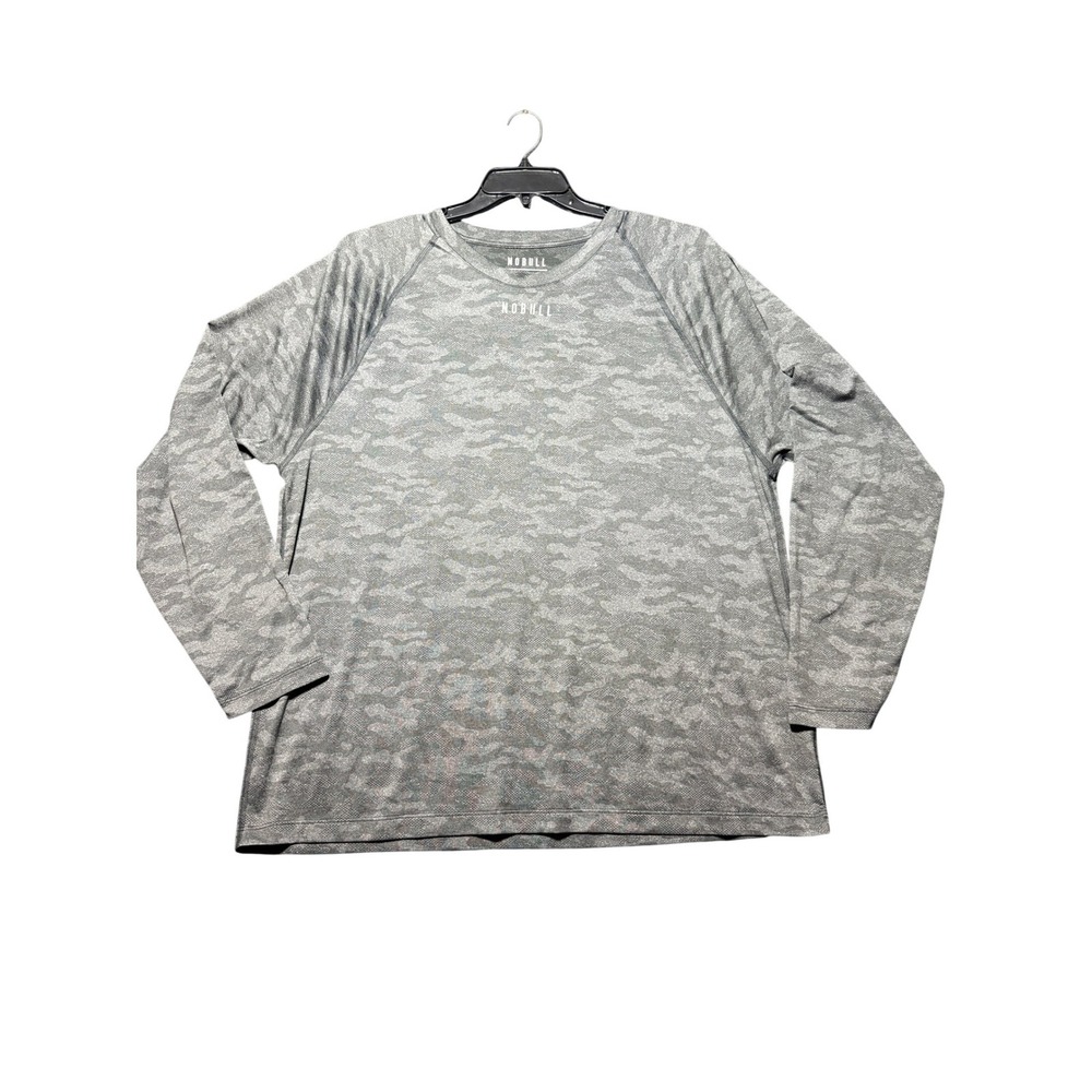 NOBULL Long Sleeve Shirt Mens XXL Gray Excellent Camo‎ Performance Training